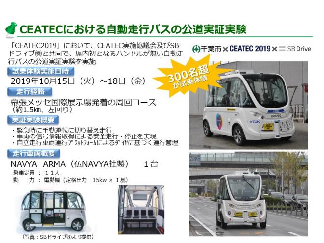 2019年に県内初となるハンドルが無い自動走行バスの公道実証実験をシーテック2019で実施しました