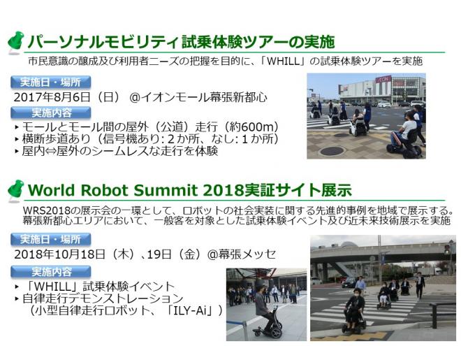 2017年～2018年にパーソナルモビリティの試乗体験ツアーやワールドロボットサミット2018への展示を行いました