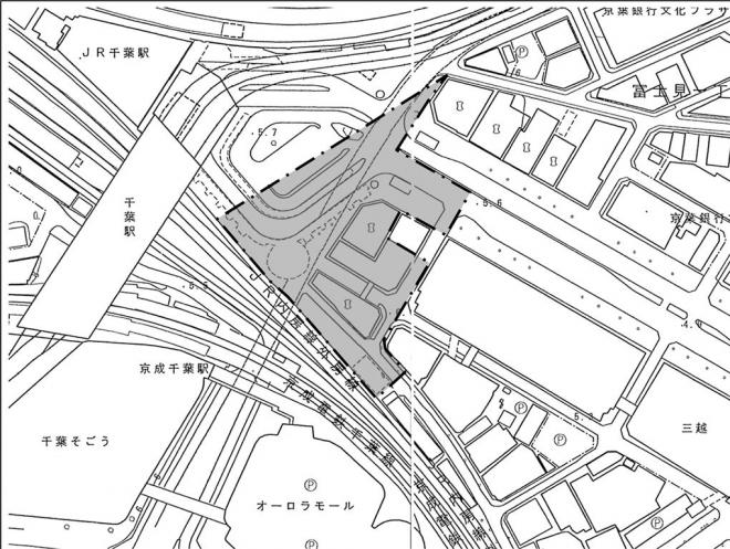 千葉駅東口再開発事業区域図