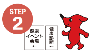 健康イベントや検診に行くチーバくん