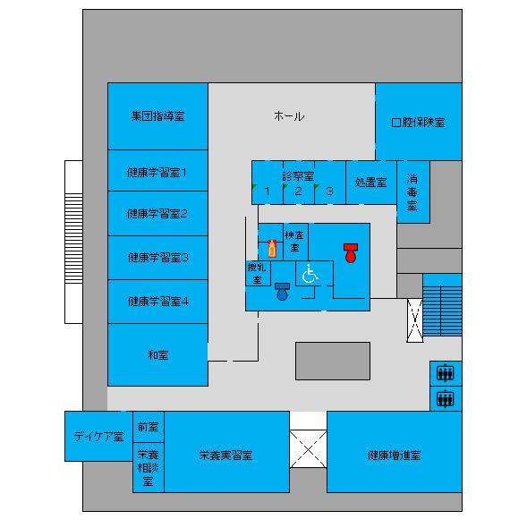 稲毛保健福祉センター2階案内図