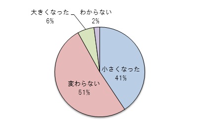 グラフ：可燃ごみを出すときに主に使用している指定袋の大きさの変化