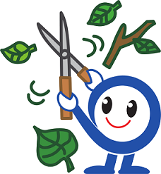 剪定するへらそうくん