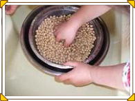 大豆を洗う写真