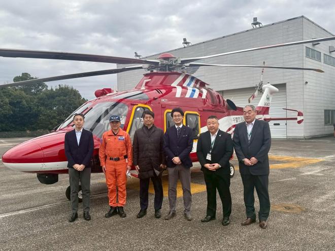 消防防災ヘリコプター更新機「おおとり2号」による上空視察