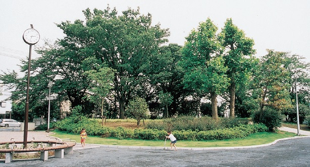 将校集会所庭の築山跡