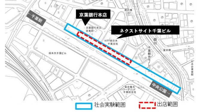 社会実験の位置図